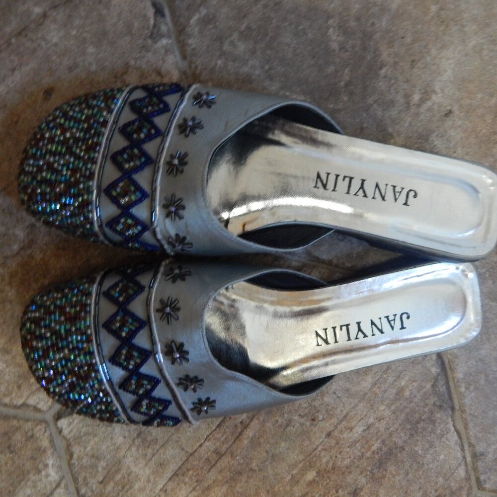 Fancy dress mules with colorful beading, Janylin